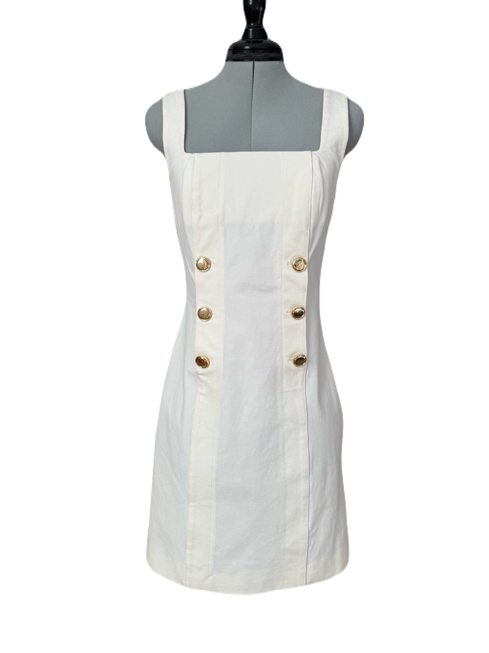 NWT Derek Lam White Gold Button Work Sheath Dress 4